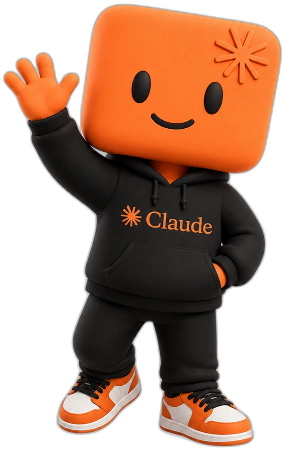 Mascota de Claude saludando